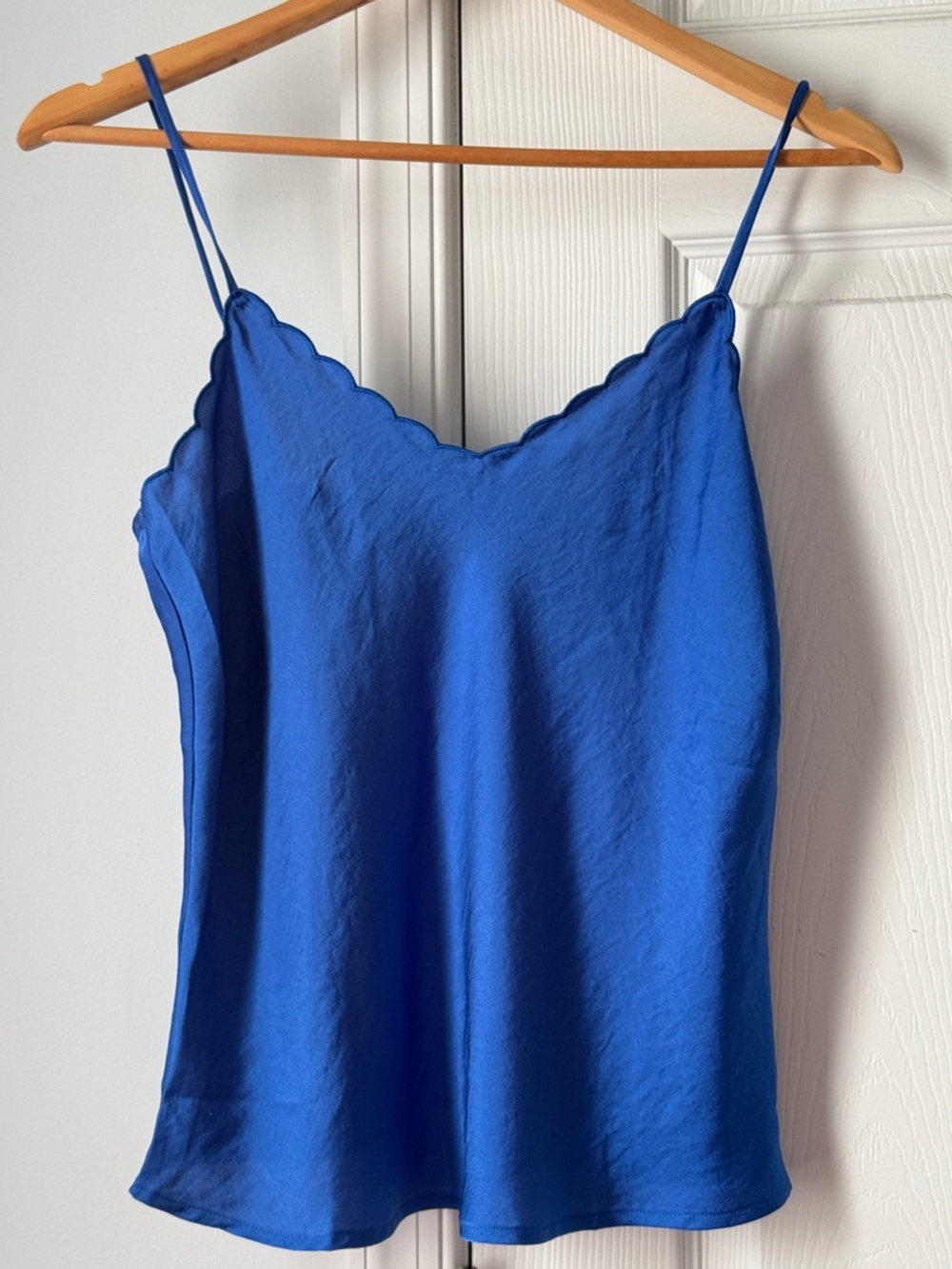 Mango Royal Blue Scalloped V-Neck Spaghetti Strap Camisole